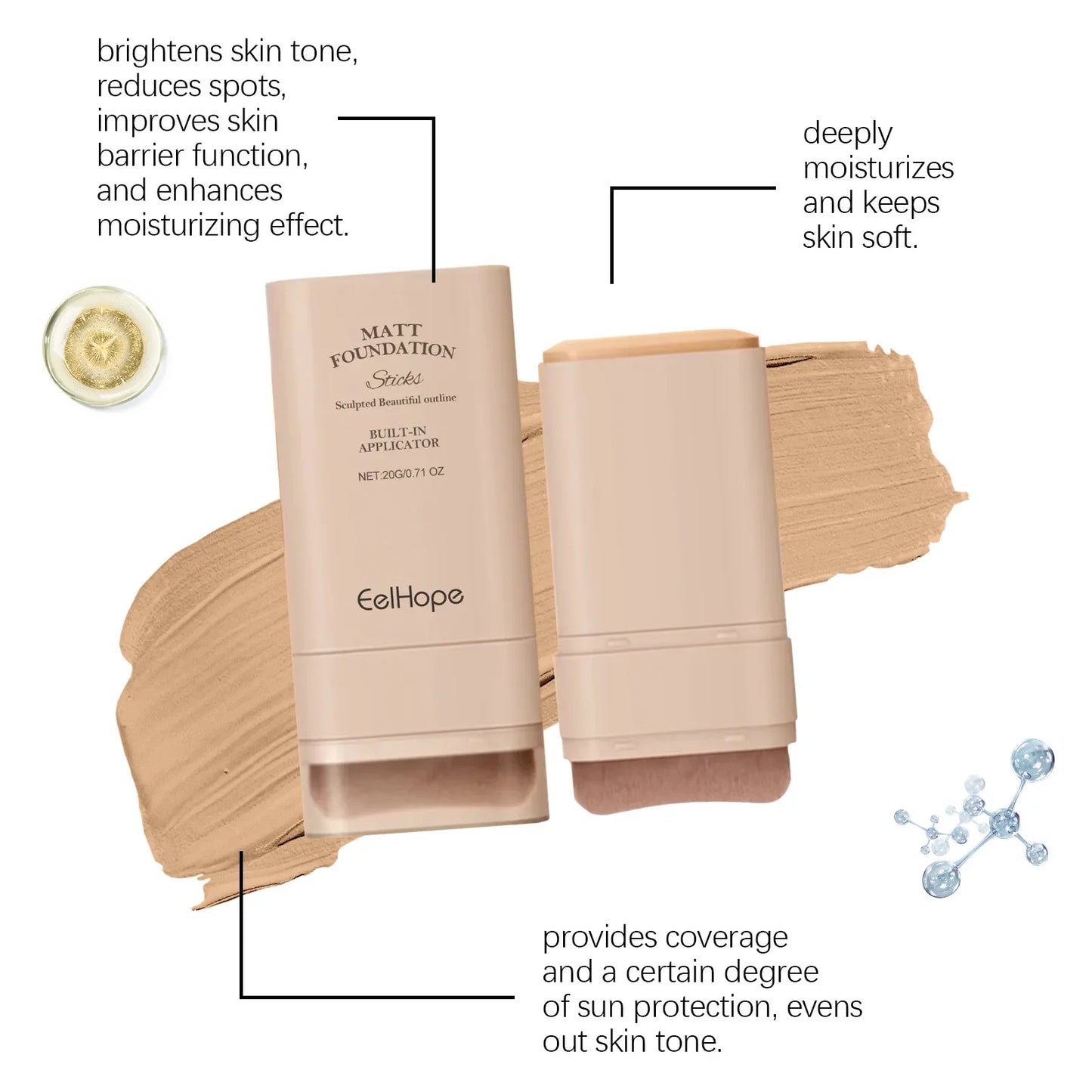 Eelhope Concealer Foundation Cream Long-Lasting Makeup Full Coverage Lightweight Waterproof Foundation Face Concealer Cosmetics