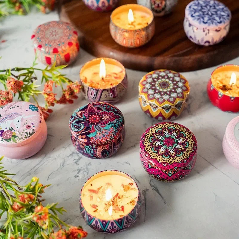 1Pcs/Box Scented Candle Set Gift Islamic Arabian Patterns Fragrance Candle Jar DIY Smokeless Couples Romantic Incense Candles