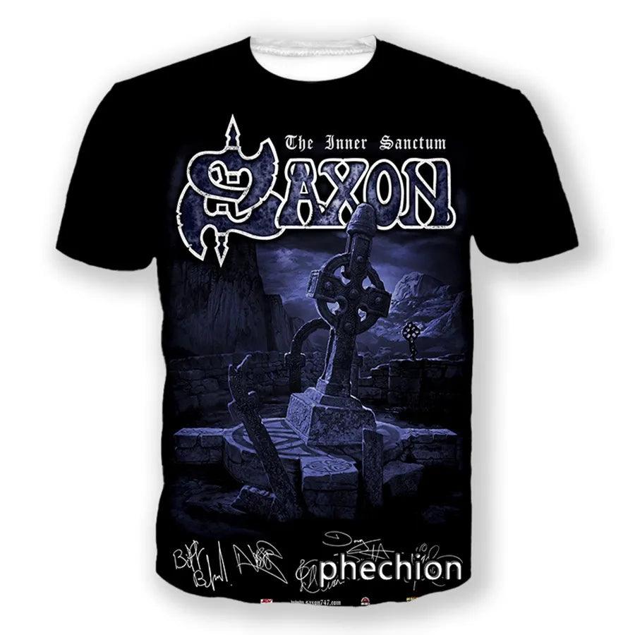 Saxon Band 3D Print Men T Shirt Heavy Metal Rock Group Women Tshirt Unisex Clothing Top - Lizard Vigilante