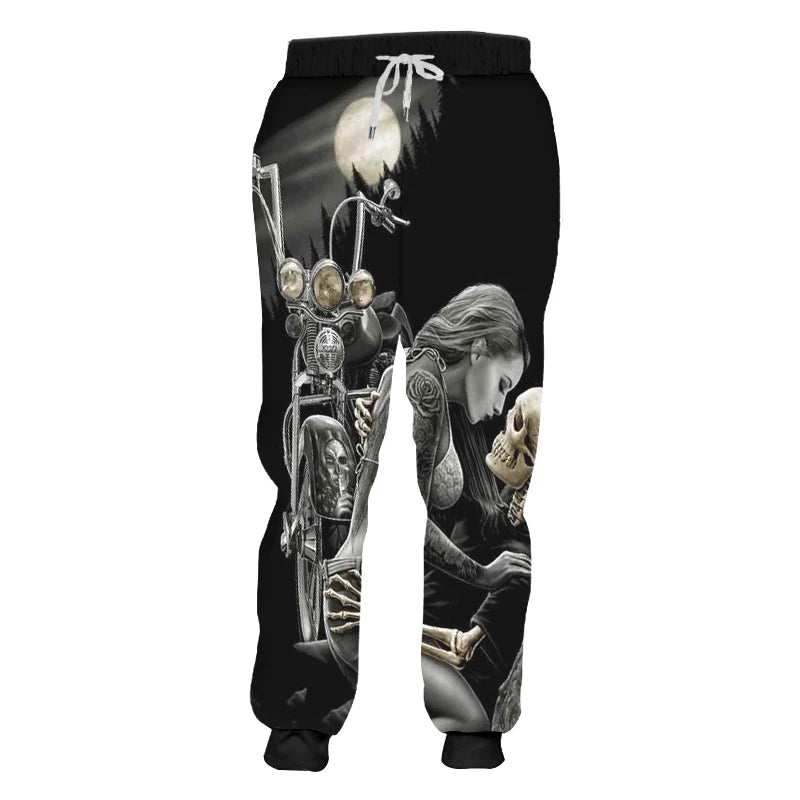 3d Print Skull Smoking Casual Y2k Pants Man Sweatpants New Cool Sweat Joggers Harem Male Full Length Hombre Hooded Golf Shirt - Lizard Vigilante