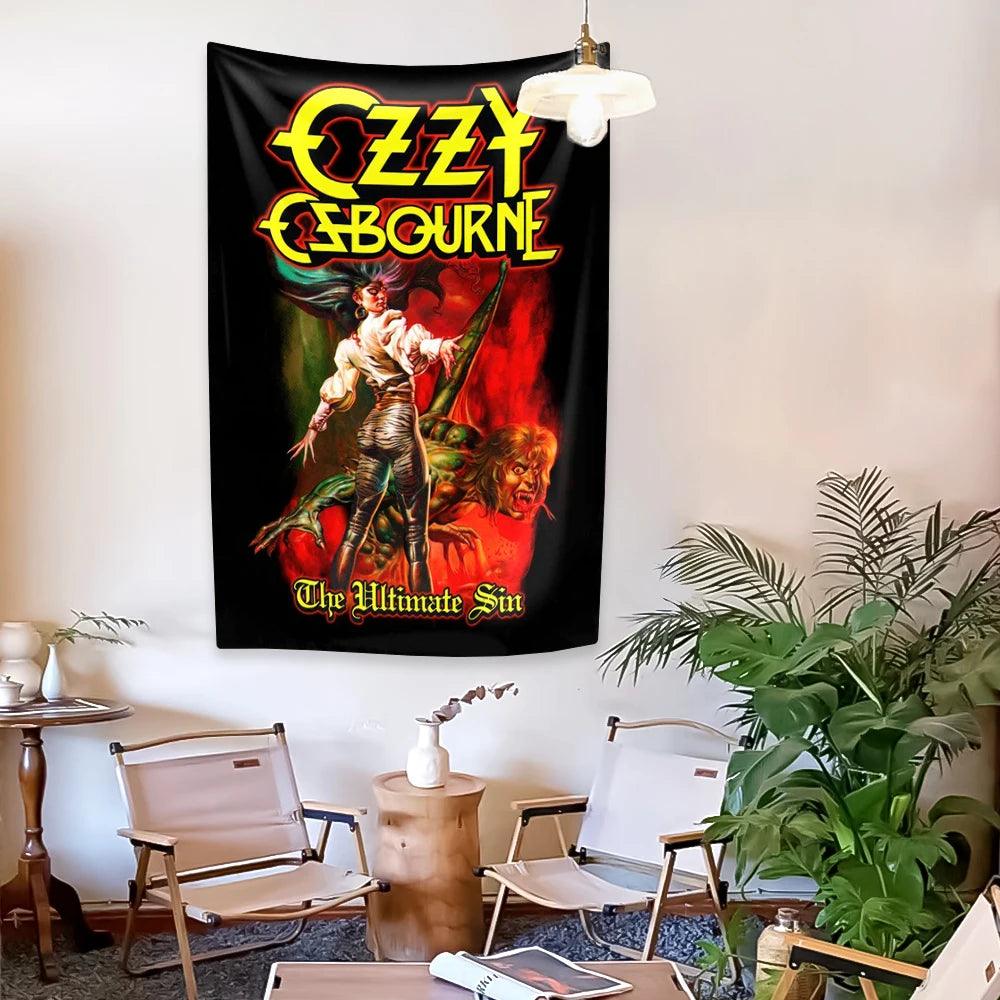 Ozzy Osbourne Rock And Roll Music Singer Tapestry Album Cover Home Decor Wall Hanging Background Cloth Bedroom Dorm Decoration - Lizard Vigilante