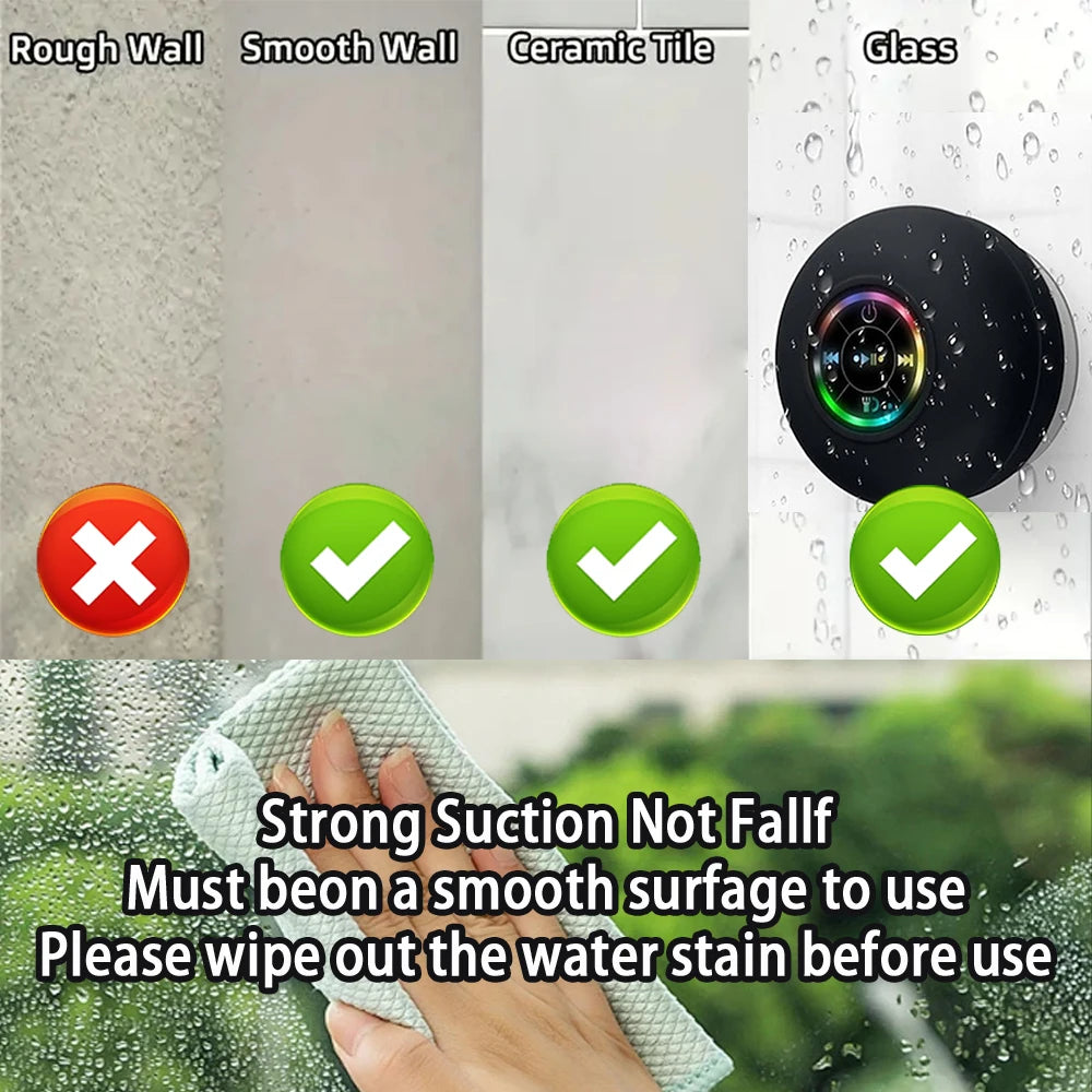 Portable Wireless Bluetooth Speaker LED IPX4 Waterproof Loudspeaker Outdoor Bathroom Large Suction Cup Mini Stereo Sound Box - Premium  from Lizard Vigilante - Just $7.99! Shop now at Lizard Vigilante