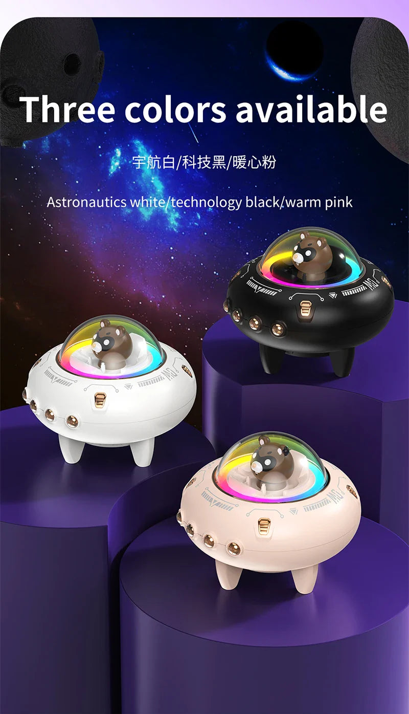 New Mini Computer Speaker Portable Bluetooth Speaker RGB LED Light UFO Spaceship Audio Wireless Speaker Best Gift Support TF