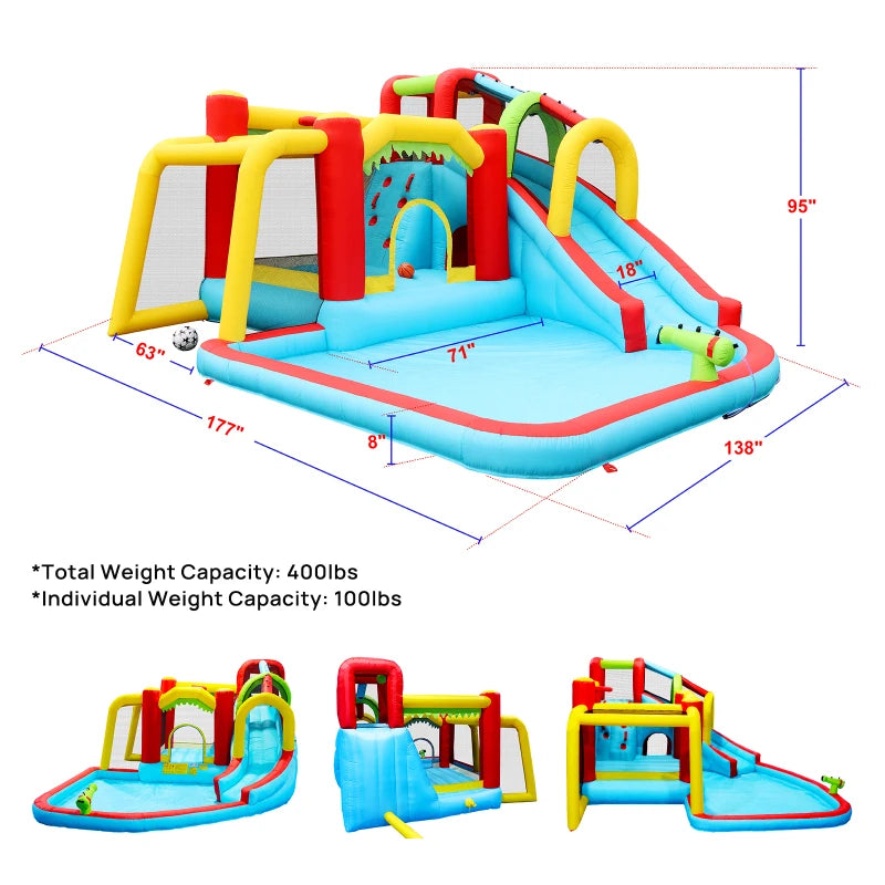 Inflatable Water Slide Trampoline Bouncing House – Outdoor Fun for Kids, 227 x 205 x 97 Inches - Premium playhouse from Lizard Vigilante - Just $294.99! Shop now at Lizard Vigilante