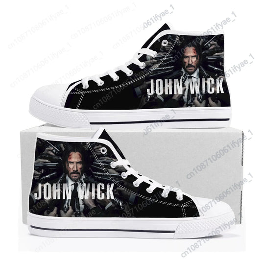 John Wick High Top Sneakers – Custom Canvas Shoes Inspired by the Legendary Action Hero - Premium high tops from Lizard Vigilante - Just $39.99! Shop now at Lizard Vigilante