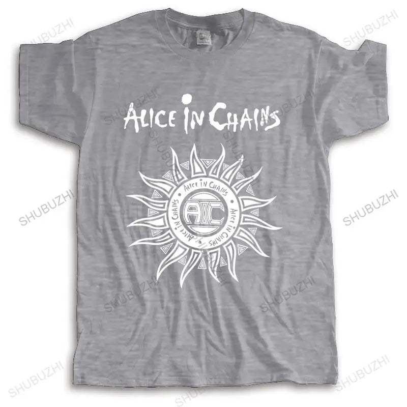 Alice in Chains Sun Logo Cotton T-shirt - Classic Men's Round Neck Casual Tee for Every Day - Premium T-shirt from Lizard Vigilante - Just $25.88! Shop now at Lizard Vigilante