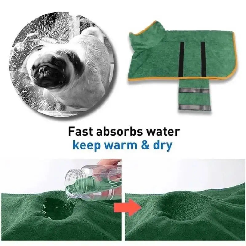 Pet Bathrobe – Fast Drying Microfiber Grooming Coat for Dogs | Absorbent, Soft, and Adjustable Towel for Small, Medium, and Large Dogs - Premium pet towel from Lizard Vigilante - Just $19.99! Shop now at Lizard Vigilante