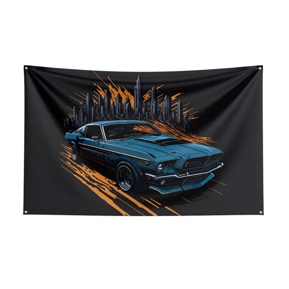 Retro American Muscle Racing Car Flag - Polyester Printed Decoration Banner Tapestry - Premium flag from Lizard Vigilante - Just $15.99! Shop now at Lizard Vigilante