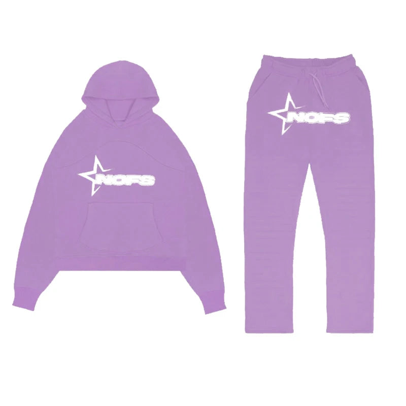 HOT NOFS Print Hoodie and Sweatpants Set – Trendy Brand Streetwear for Men and Women - Premium hoodie set from Lizard Vigilante - Just $58.88! Shop now at Lizard Vigilante