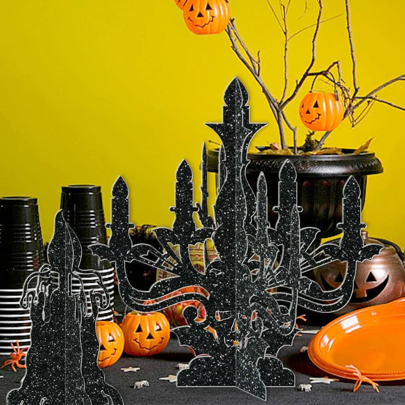 Halloween Decoration 6pcs Candlestick Ornament Haunted House Dining Table Arrangement Festival Supplies Happy Halloween Day