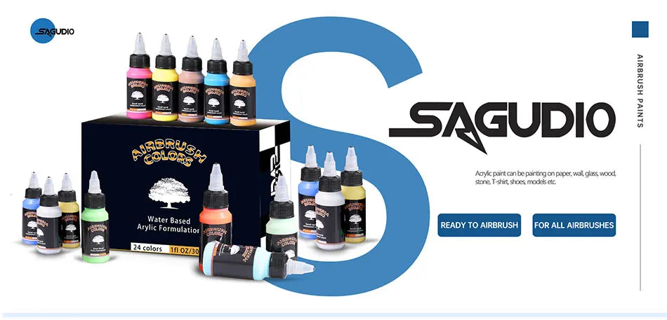 SAGUDIO 12-Color Airbrush Acrylic Paint Set 30ml Bottles Water-Based Waterproof Quick-Dry for Models, Shoes, Wood, Fabric, Leather - Premium paint from dsers - Just $83.38! Shop now at Lizard Vigilante