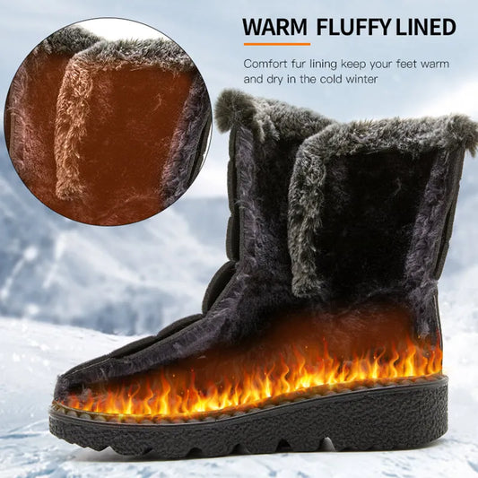 2025 Trend Women's Winter Snow Boots – Waterproof Low-Heel Ankle Boots with Plush Lining - Premium boots from Lizard Vigilante - Just $44.88! Shop now at Lizard Vigilante