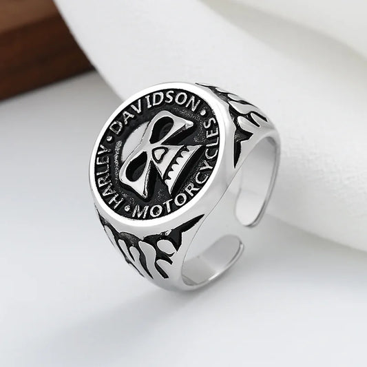 Retro Biker Skull Ring For Men Silver Color Punk Gothic Rock Hiphop Open Ring Handmade Designer Jewelry Biker Accessories Gift - Premium  from Lizard Vigilante - Just $2.99! Shop now at Lizard Vigilante