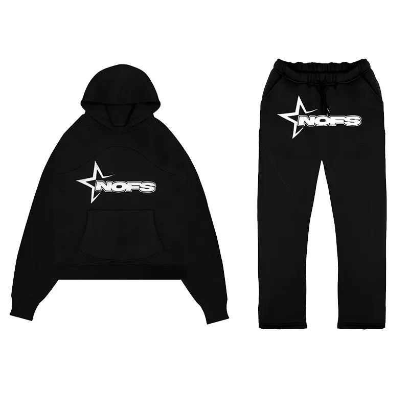 HOT NOFS Print Hoodie and Sweatpants Set – Trendy Brand Streetwear for Men and Women - Premium hoodie set from Lizard Vigilante - Just $58.88! Shop now at Lizard Vigilante