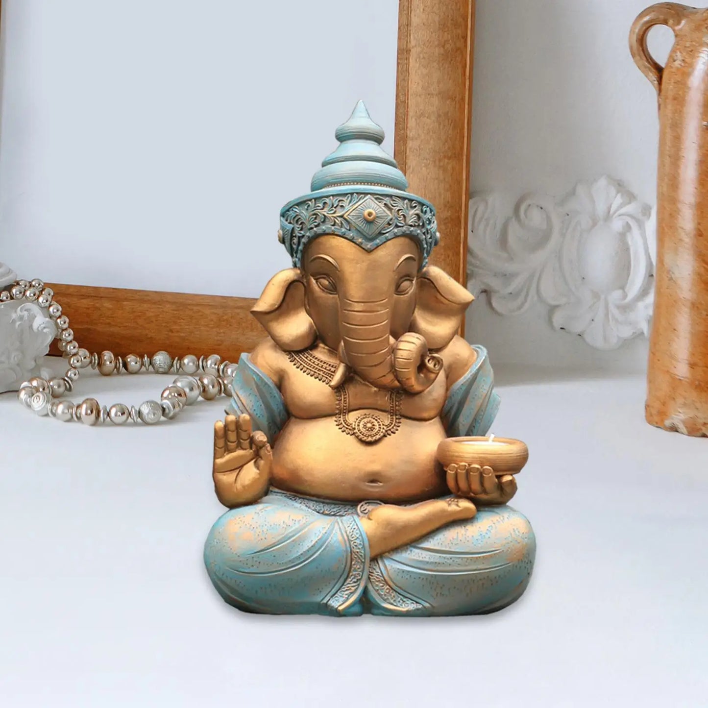 Ganesh Statue Art Crafts Ganesha Figurine Hindu Elephant God Sculpture for Garden Patio Yard Outdoor Landscaping Home Decor
