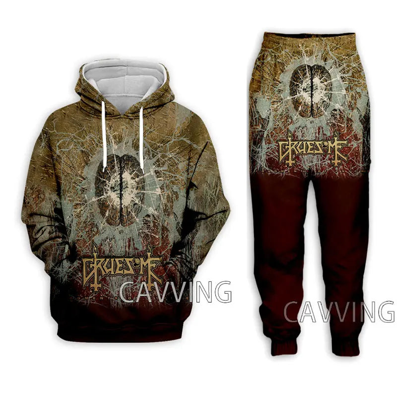 Gruesome Rock 3D Printed Casual Hoodie & Jogging Pants Set – Unisex Hooded Sweatshirt & Trousers Suit for Men and Women, Spring & Autumn Fashion - Premium hoodie from Lizard Vigilante - Just $67.99! Shop now at Lizard Vigilante