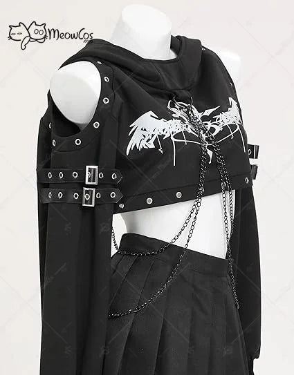 Women's Gothic Crop Top Hoodie For Everyday Wear, Halloween, Costume Party - Premium hoodies from Lizard Vigilante - Just $99.99! Shop now at Lizard Vigilante