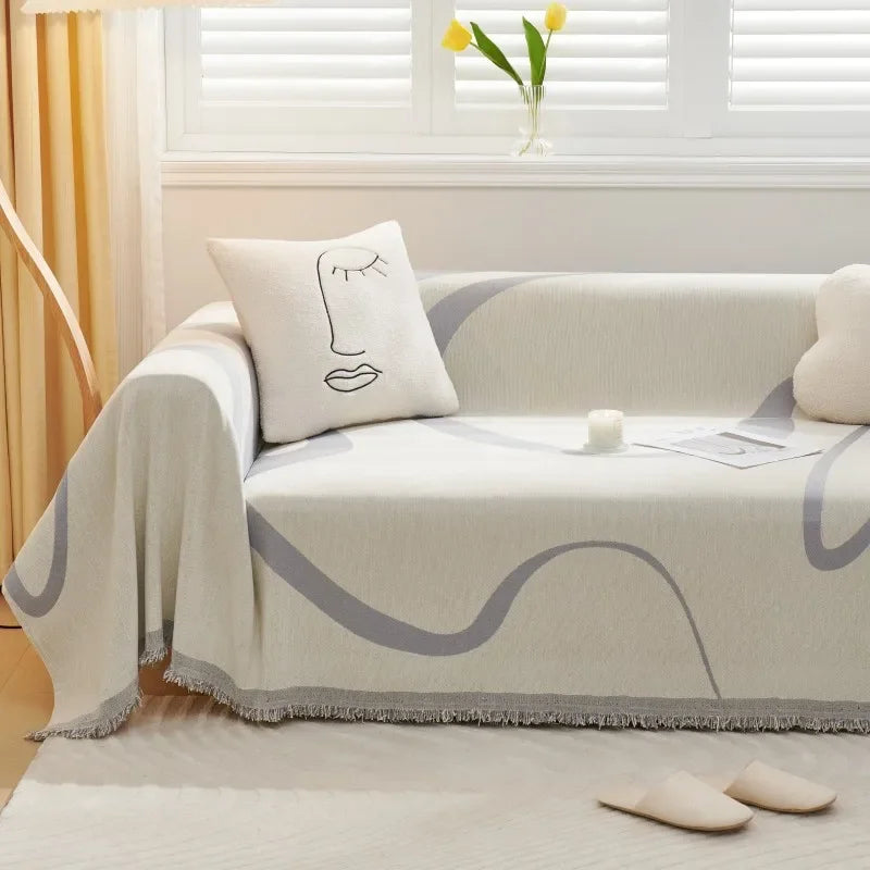 Nordic Throw Blanket – Heavy Stitch Geometric Sofa Tapestry for Home, Camp, and Chaos Nights