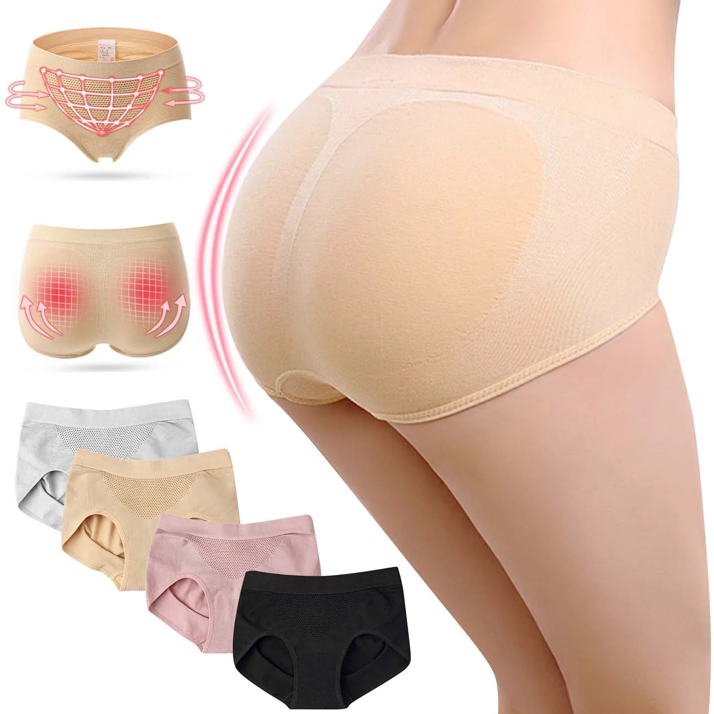 Women’s Soft Seamless Hip-Enhancing Padded Briefs – Butt Lift Panties, Comfort Fit, Full Coverage Underwear - Premium panties from Lizard Vigilante - Just $14.44! Shop now at Lizard Vigilante