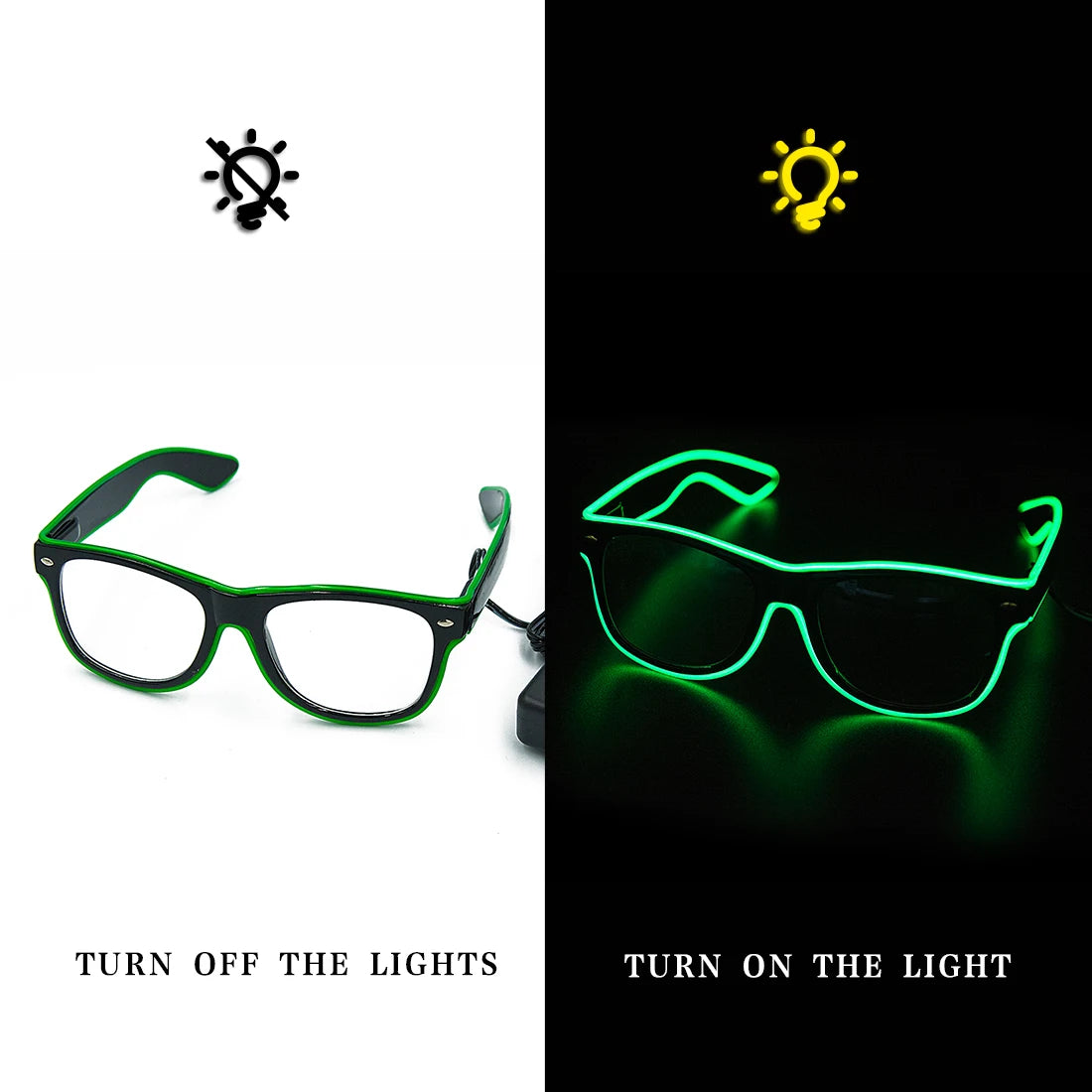 Neon Glow Sunglasses Led Glasses Bright Light Supplies Party Flashing Glasses EL Wire Glowing Gafas Luminous Bril Novelty Gift - Premium Sunglasses from Lizard Vigilante - Just $19.99! Shop now at Lizard Vigilante