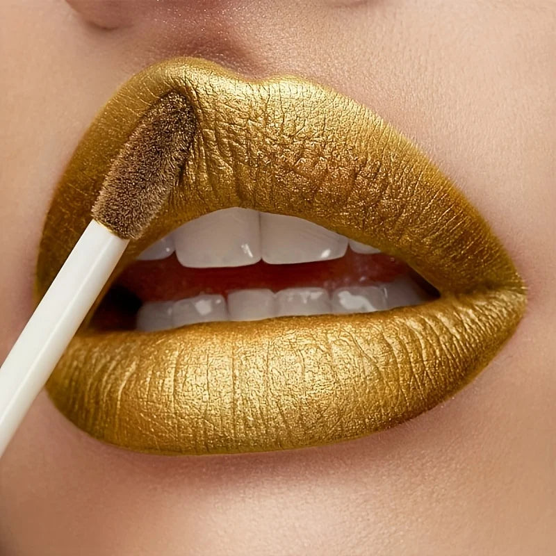 1Pcs Luxurious Golden Bar Lipstick: Long-Lasting Matte Velvet Finish with Non-Fading & Waterproof Properties