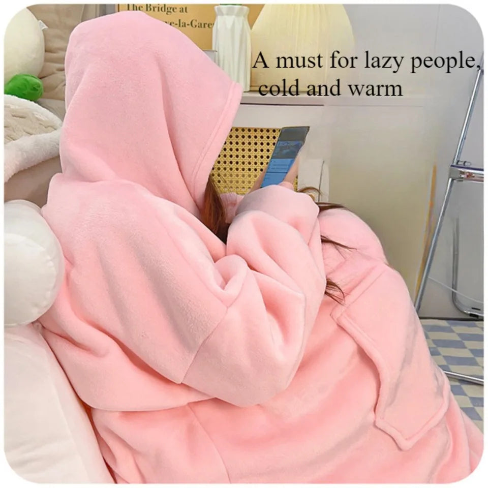 Flannel Warm Sleepwear Lazy Blanket Winter Nightgown Can Be Worn Out Loose And Plush Thick Couple Cold Proof Warms Home Clothes