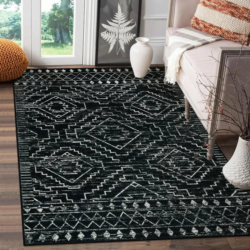 Moroccan Rugs for Living Room Geometric Tribal Bedroom Area Rug Large Shedding Soft Resistant Carpet for Den Kitchen Home Decor