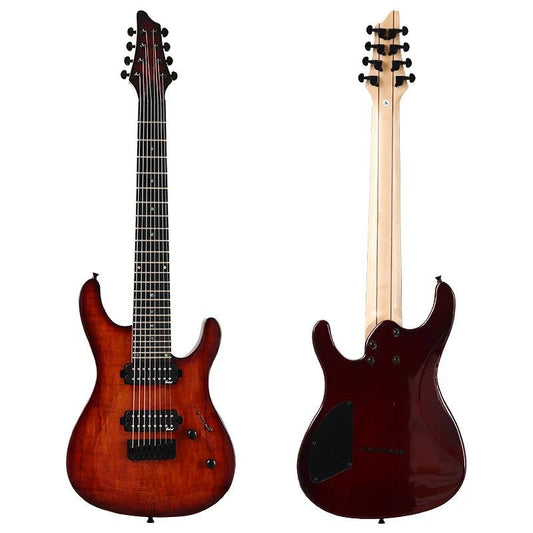 8 Strings Tree Burl Top Electric Guitar 39 Inch Red Solid Okoume Wood Body Matte Finish 24 Frets 5 Pcs Maple Wood Combine Neck - Premium  from Lizard Vigilante - Just $330.99! Shop now at Lizard Vigilante