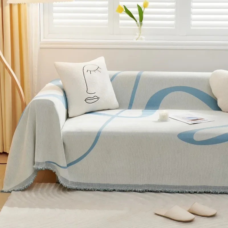 Nordic Throw Blanket – Heavy Stitch Geometric Sofa Tapestry for Home, Camp, and Chaos Nights