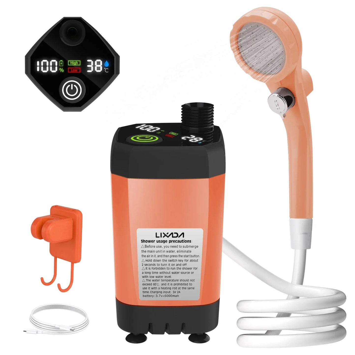 Portable Camping Shower Pump Kit - RV Outdoor Shower with Digital Display - Premium camping shower from Lizard Vigilante - Just $52.88! Shop now at Lizard Vigilante