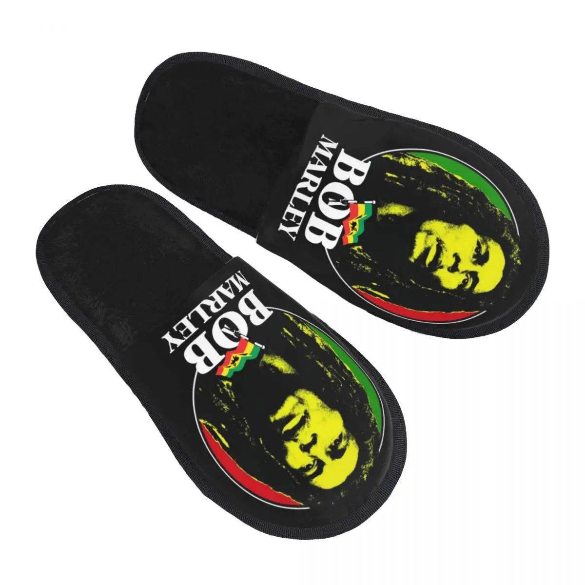 Jamaica Singer Reggae Rock Bob Marley Comfort Scuff Memory Foam Slippers Women Hotel House Shoes - Lizard Vigilante