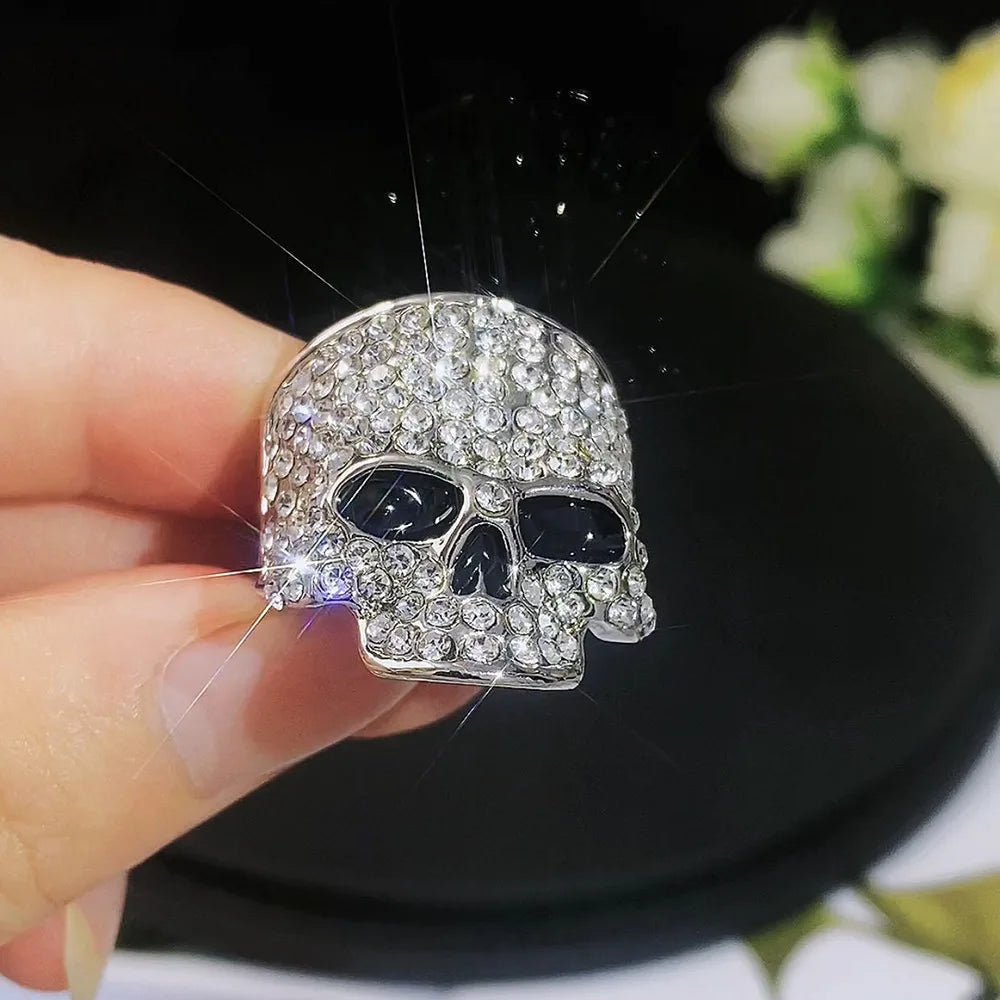 FishSheep Men's Punk Hip-Hop Austrian Crystal Skull Ring | Rhinestone Biker Ring | Fashionable Skeleton Jewelry for Rock Style and Parties - Premium ring from Lizard Vigilante - Just $19.87! Shop now at Lizard Vigilante