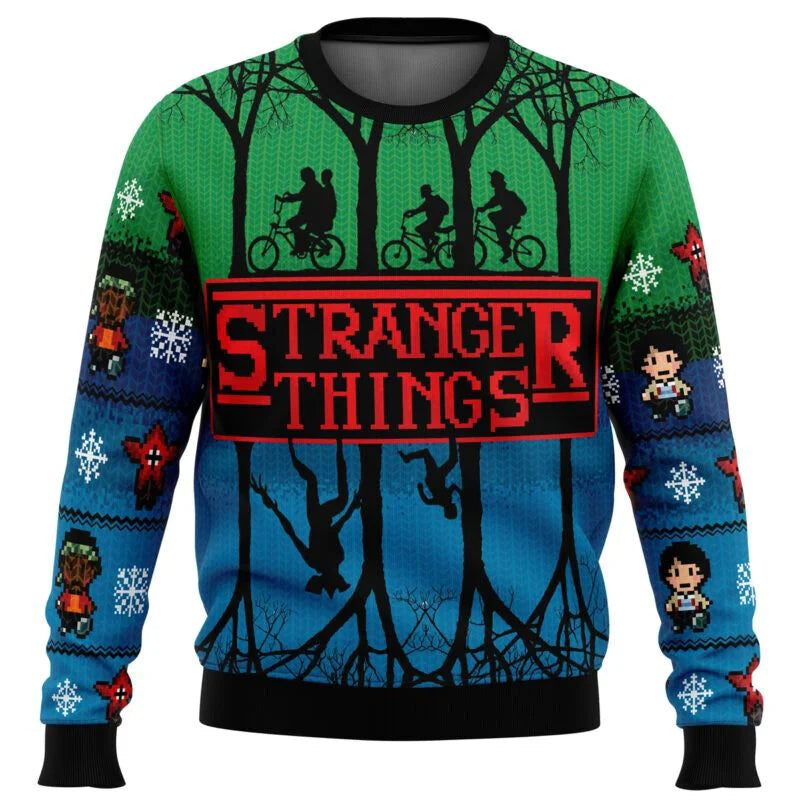 Stranger Things Ugly Christmas Sweater – Santa Claus 3D Pullover Sweatshirt for Men – Cozy Autumn & Winter Gift - Premium sweater from Lizard Vigilante - Just $38.88! Shop now at Lizard Vigilante