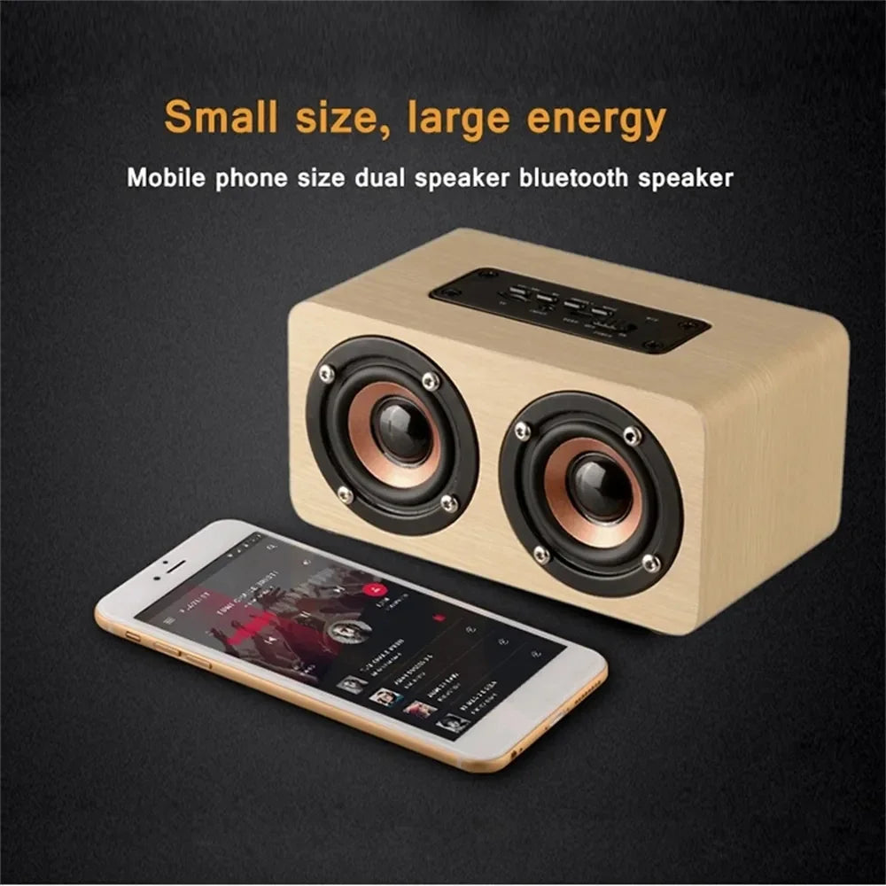 6W Wooden Bluetooth Speaker Portable Stereo HiFi Speakers TF Play Hand Free Call AUX Input Super Bass Loudspeaker Dual Subwoofer