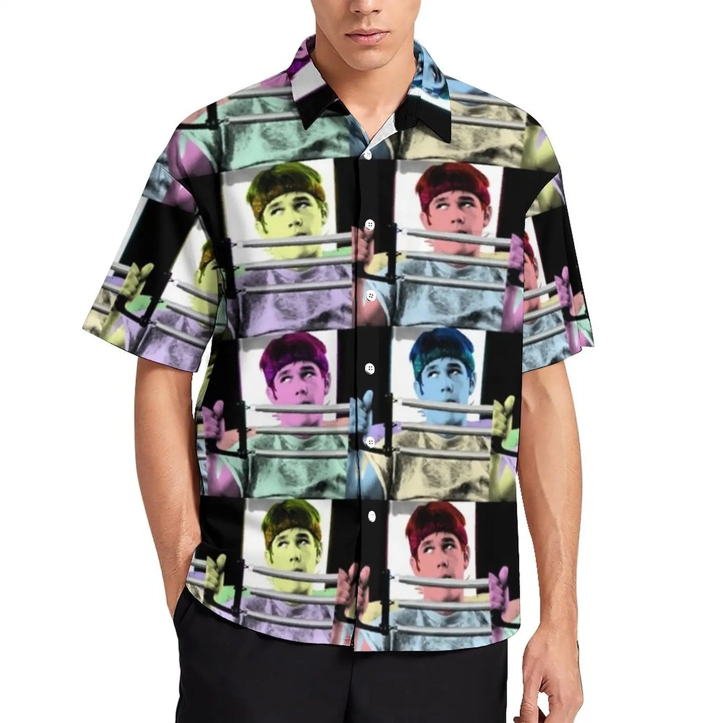 Retro Goonies Print Hawaiian Beach Shirt – 80s Classic Movie-Inspired Casual Button-Up for Men, Plus Size - Premium beach shirt from Lizard Vigilante - Just $26.88! Shop now at Lizard Vigilante