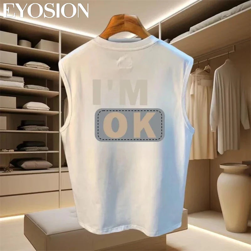 Men's Tank 2024 Summer Casual Fashion Sleeveless Cotton Top T-shirt Hip Hop Casual Letter Printed Round Neck Versatile Top 4XL