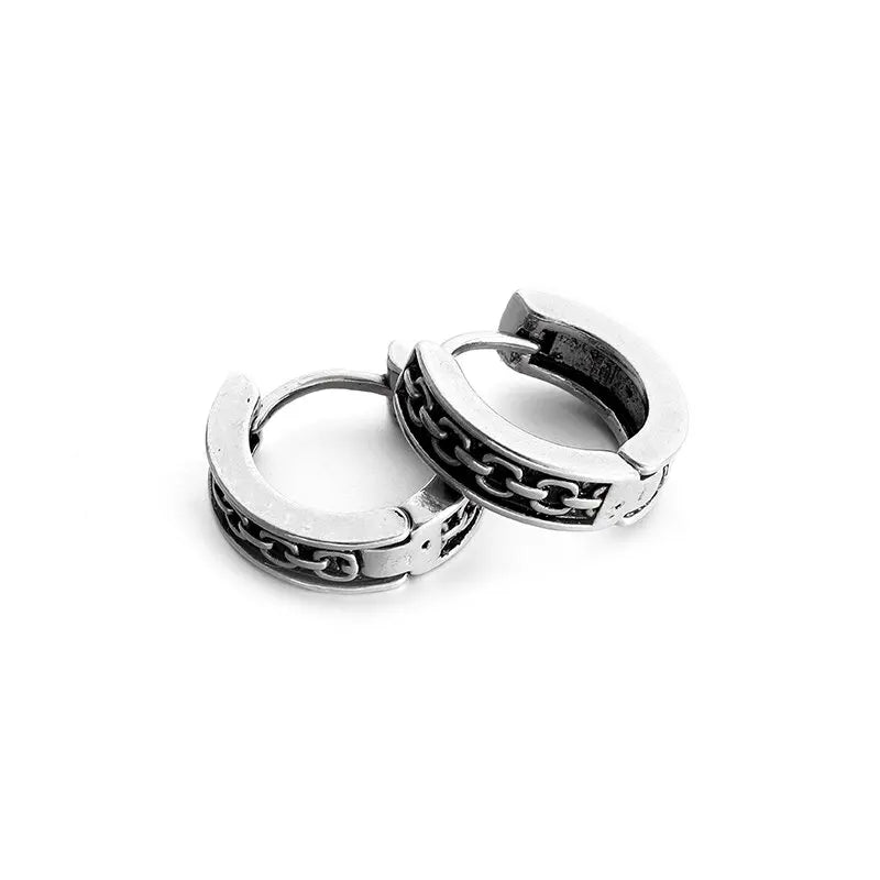 Vintage Black Skull Needle Hoop Earrings – Hypoallergenic Punk Biker Rock Jewelry for Men - Premium earrings from Lizard Vigilante - Just $19.88! Shop now at Lizard Vigilante