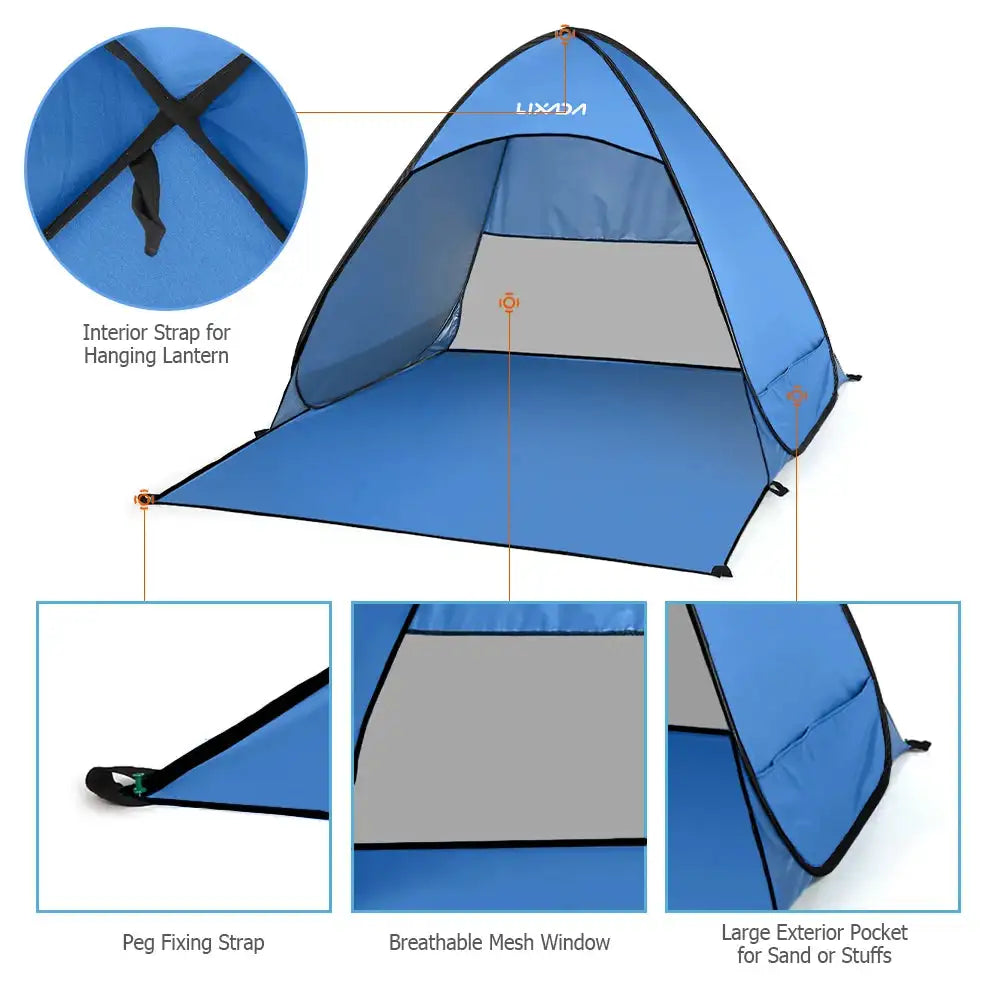 Lixada Automatic Instant Pop Up Beach Tent Lightweight Outdoor UV Protection Camping Fishing Tent Cabana Sun Shelter