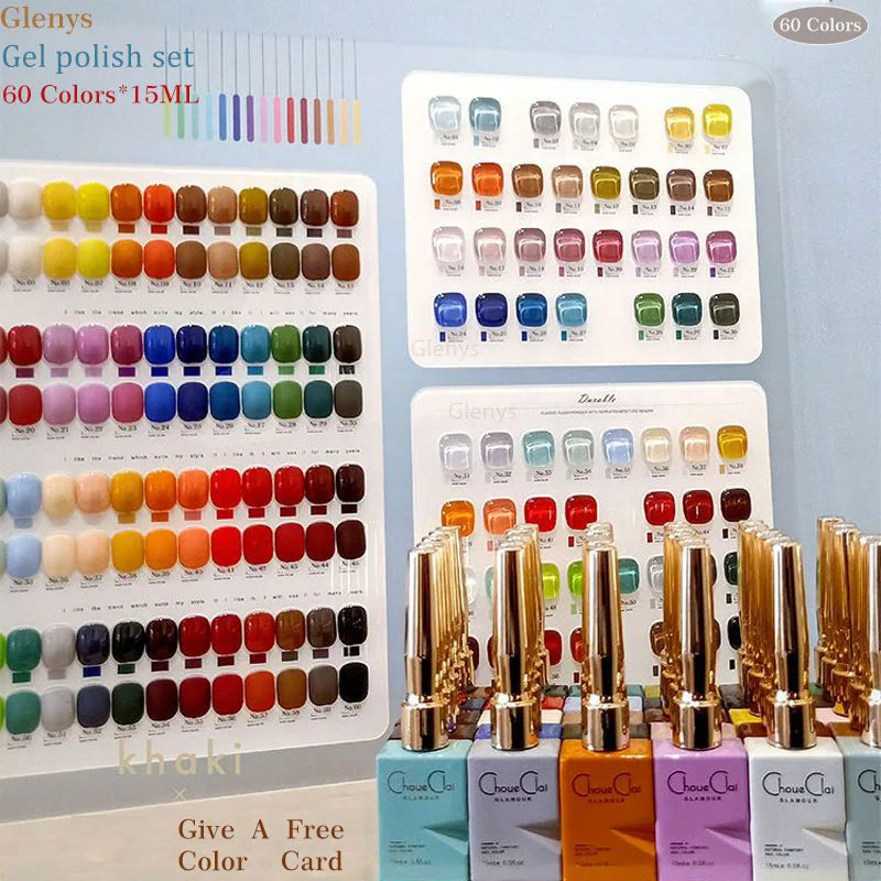 Glenys Painted Ya 96 Color nail polish Gel All Seasons Semi Permanent Soaking gel UV LED Nail Salon Nail Art Clearcoat Set 15ml