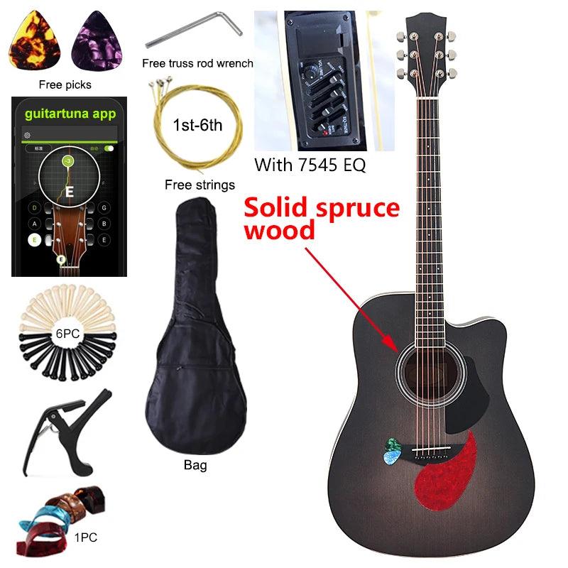 Thin Body Acoustic Electric Guitar Beginner Guitar with Free Gig Bag Free String Black Natural Sunburst White Color - Lizard Vigilante