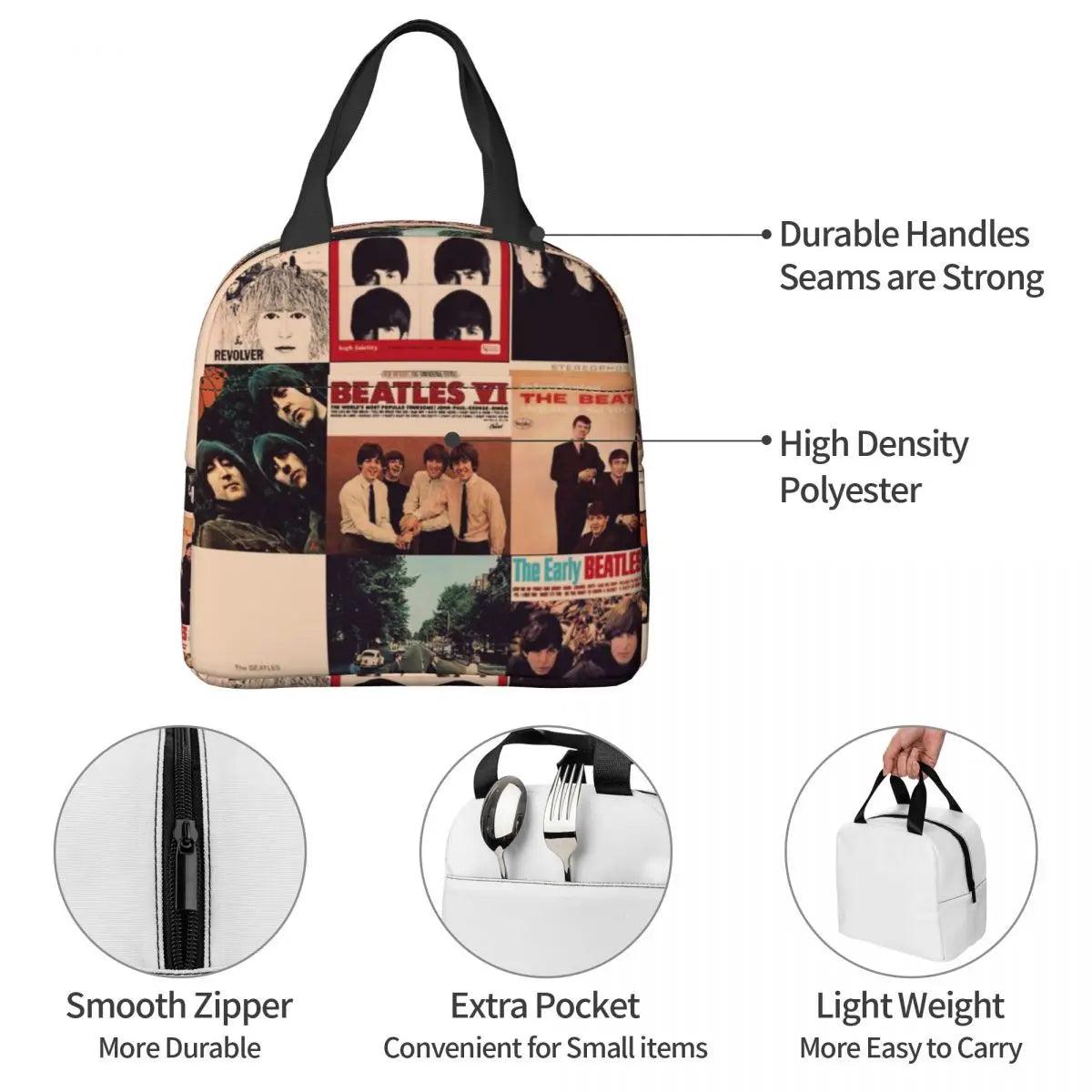 The Beatle Members Art Lunch Bags Insulated Bento Box Portable Lunch Tote Picnic Bags Cooler Thermal Bag for Woman - Lizard Vigilante