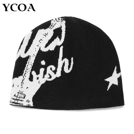 Korean Vintage Gothic Beanie Hat – Unisex Y2K Hip Hop Streetwear Wool Cap | Aesthetic Fashion Essential for All Seasons - Premium beanie from Lizard Vigilante - Just $20.88! Shop now at Lizard Vigilante