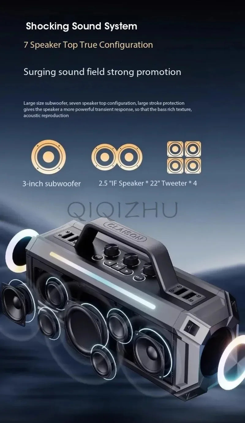 300W High-power Outdoor Wireless Bluetooth Speaker with Speaker Portable Ipx6 Waterproof Outdoors Loudspeaker for Party Outdoors