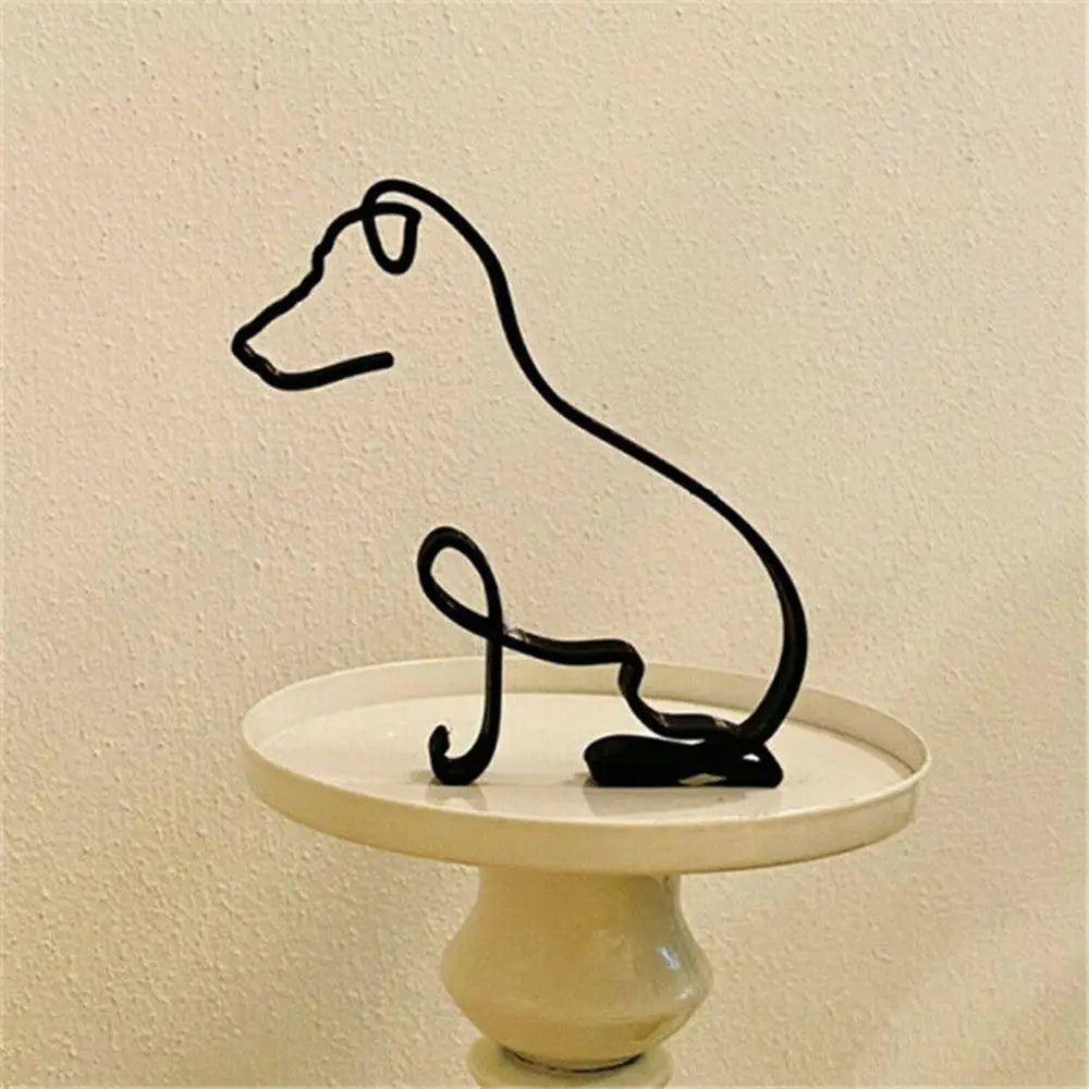 Wrought Iron Handicraft Bulldog Dachshund Labrador Abstract Dog Ornament Modern Animal Sculpture Simple Statue Art Figurine