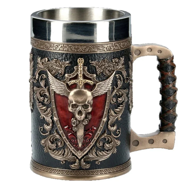 Medieval Viking Retro 3D Sword Skull Beer Mug With Stainless Steel Insert Resin Big Capacity Coffee Cups Men's Halloween Gift - Premium  from Lizard Vigilante - Just $63.99! Shop now at Lizard Vigilante