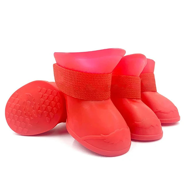 4Pcs Waterproof Anti-Slip Rubber Boots for Dogs & Cats - Pet Rain Shoes for Small, Medium, and Large Pets - Premium pet boots from Lizard Vigilante - Just $15.99! Shop now at Lizard Vigilante