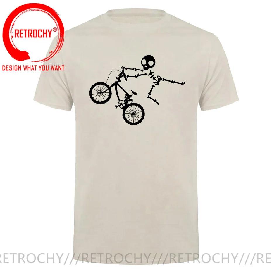 Skeleton Alien BMX Cycle Bike T-Shirt Custom Short Sleeve MTB Skull Biker TShirt Funny Fall O Neck Cotton T Shirt for Men - Lizard Vigilante