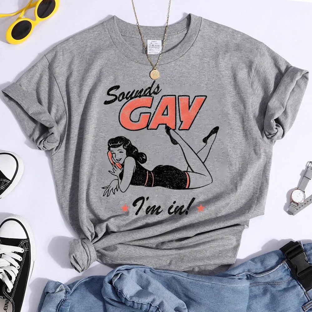 Sounds Gay Funny Tees Pride Month Shirts Fashion Casual Tops Female T Shirt - Lizard Vigilante