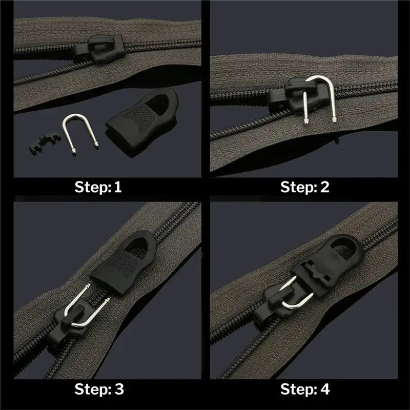 Zipper Slider Replacement Zipper Puller Tag Fixer Repair Kit Zipper for Sewing Clothes Travel Bag Suitcase Clothes Tent Backpack