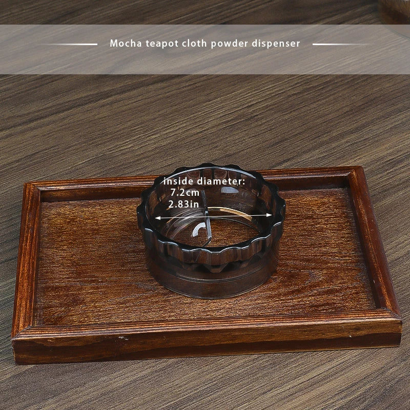 Mocha pot powder dispenser, fabric powder dispenser, powder pressing and filling tool